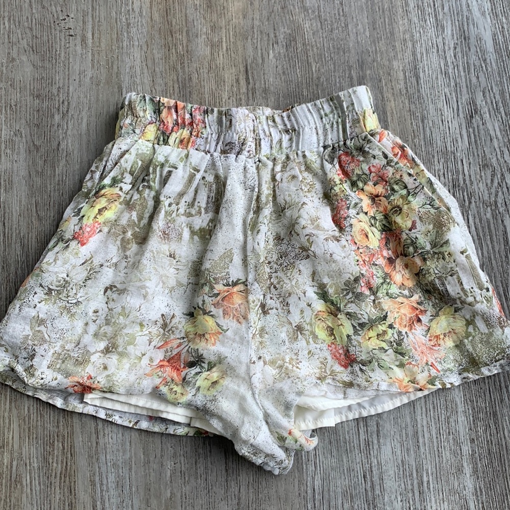 12th Tribe High Waist Green and Cream Shorts